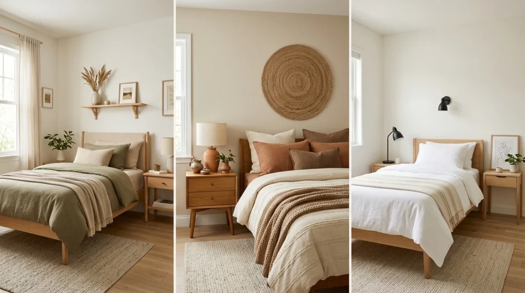 Small bedroom color combinations with neutral earthy tones
