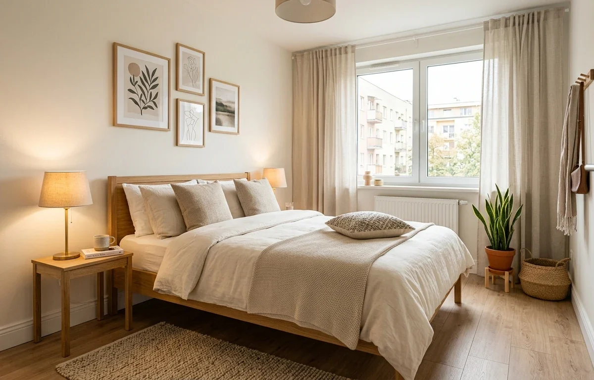 Small bedroom with cozy renter-friendly decor