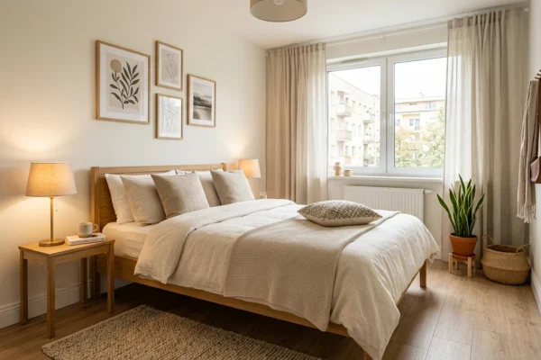 Small bedroom with cozy renter-friendly decor