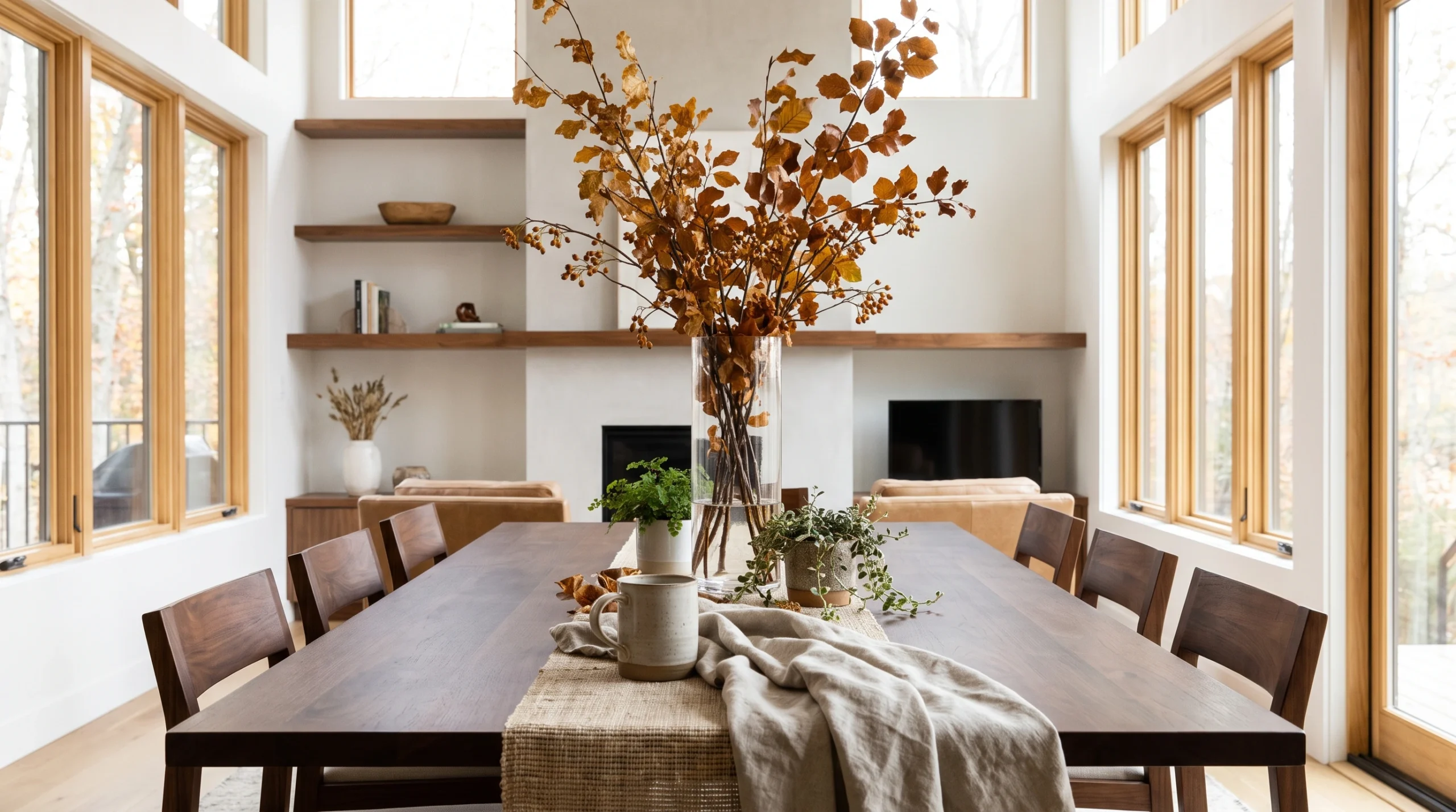 Visual illustration of a tall centerpiece for a long table