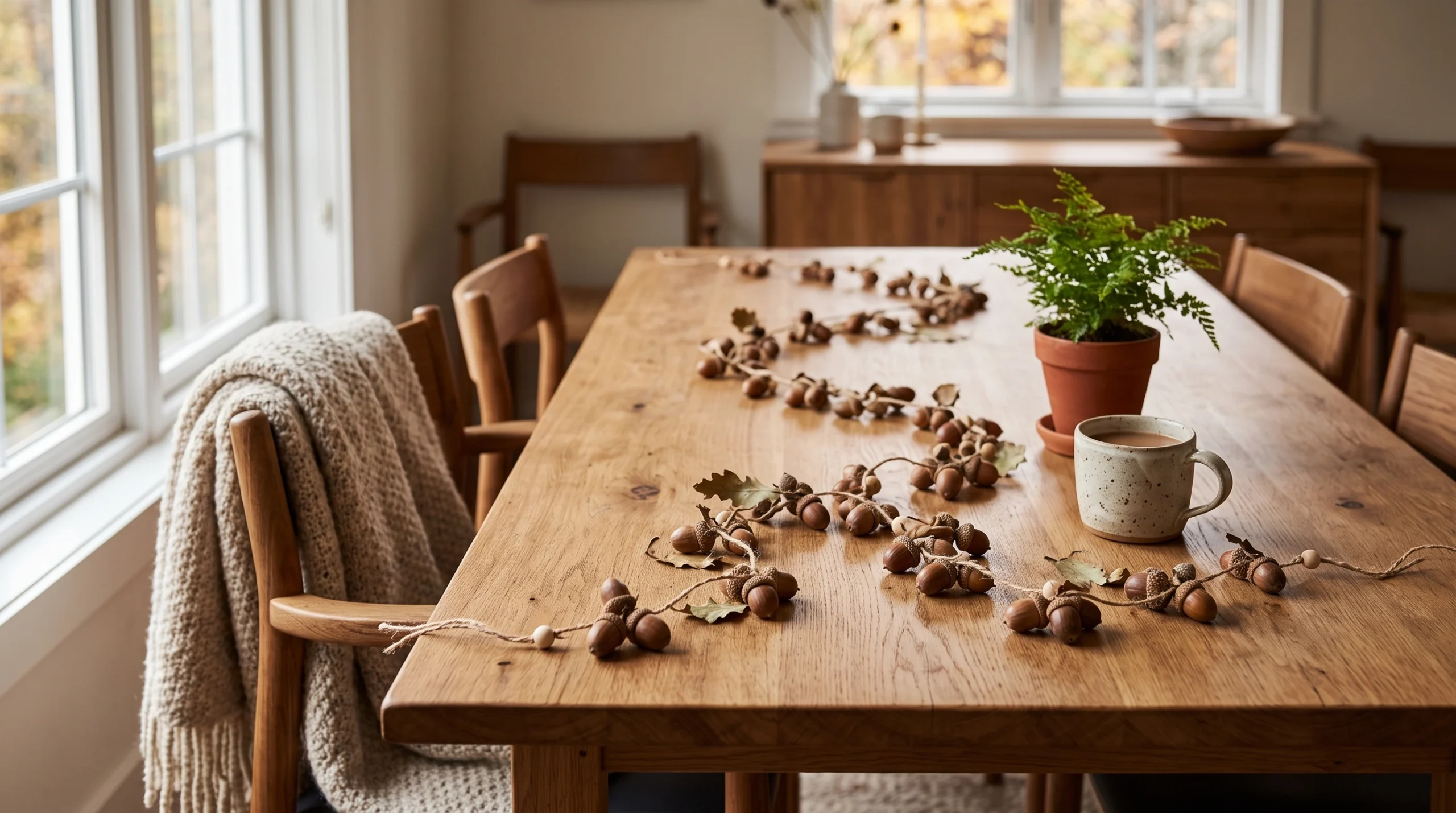 Visual illustration of acorn garland