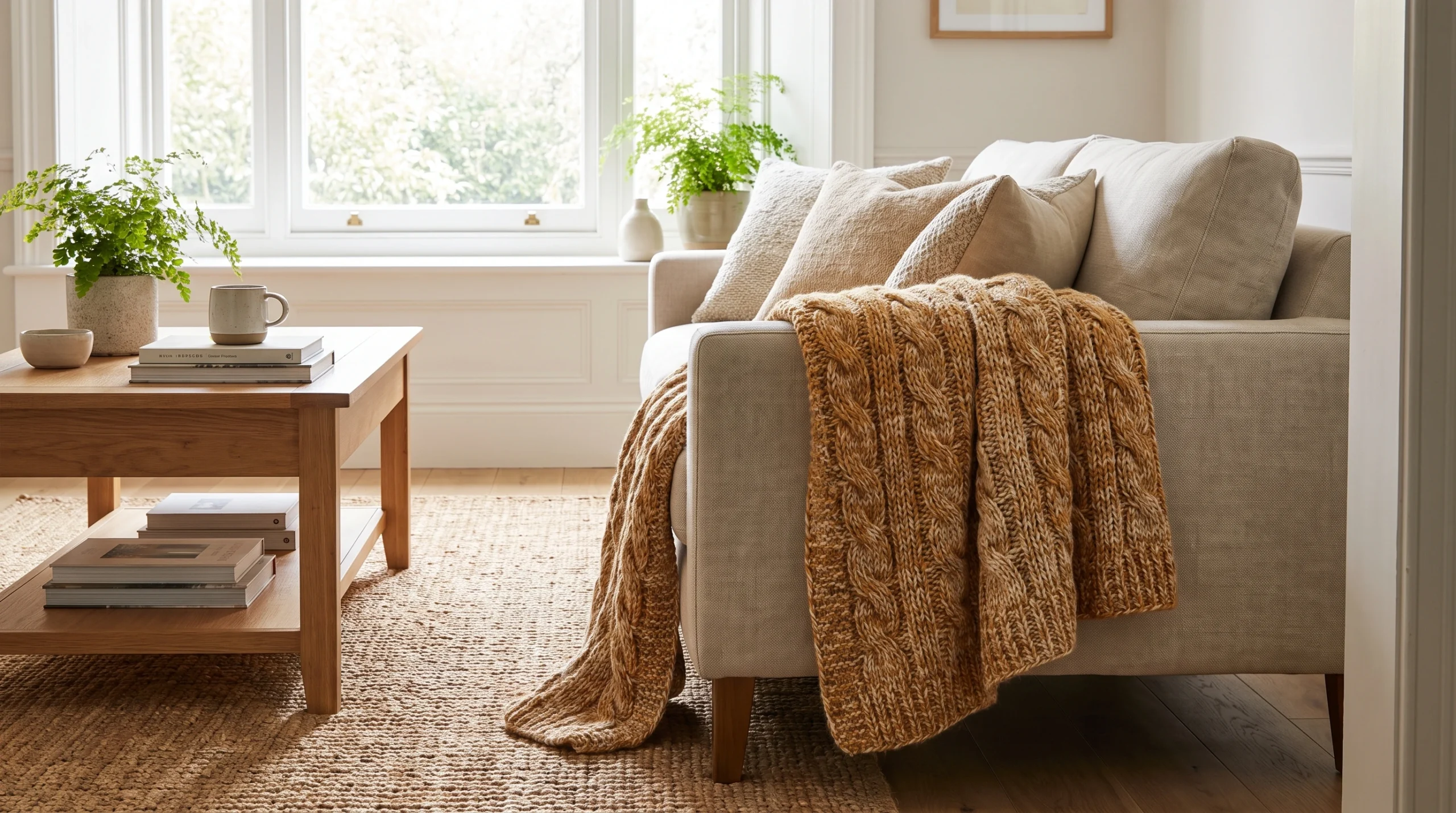 Visual illustration of add a cozy throw blanket