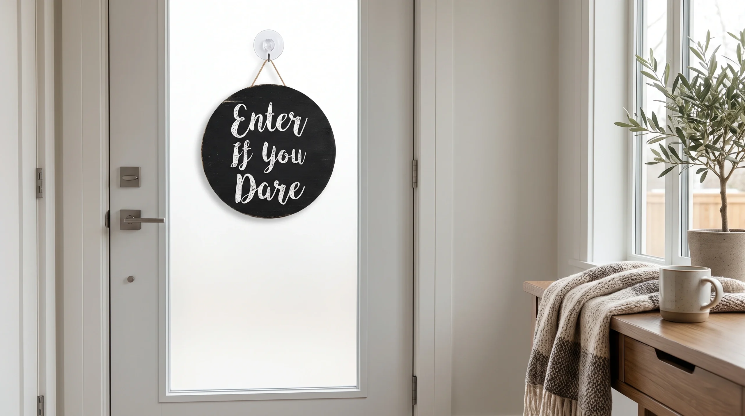Visual illustration of add a spooky door sign