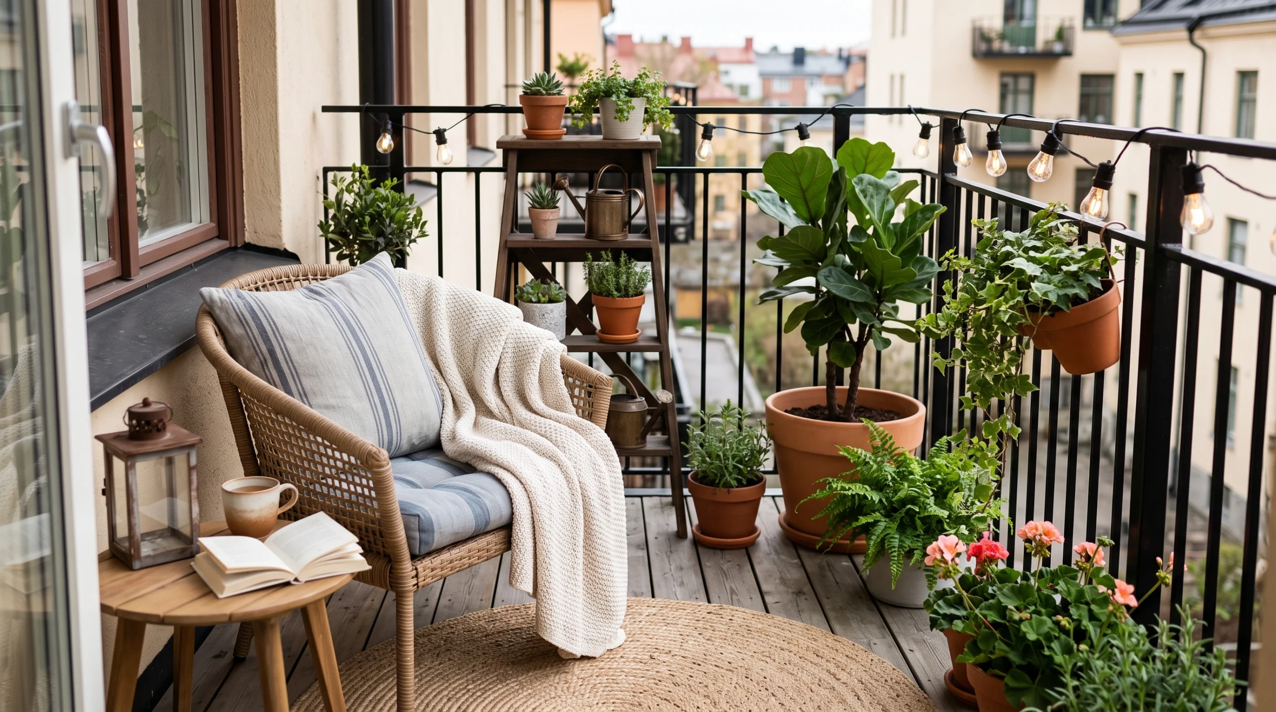Visual illustration of build a cozy balcony with layers
