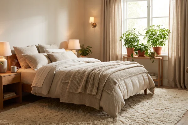 Visual illustration of build a cozy bedroom with layers