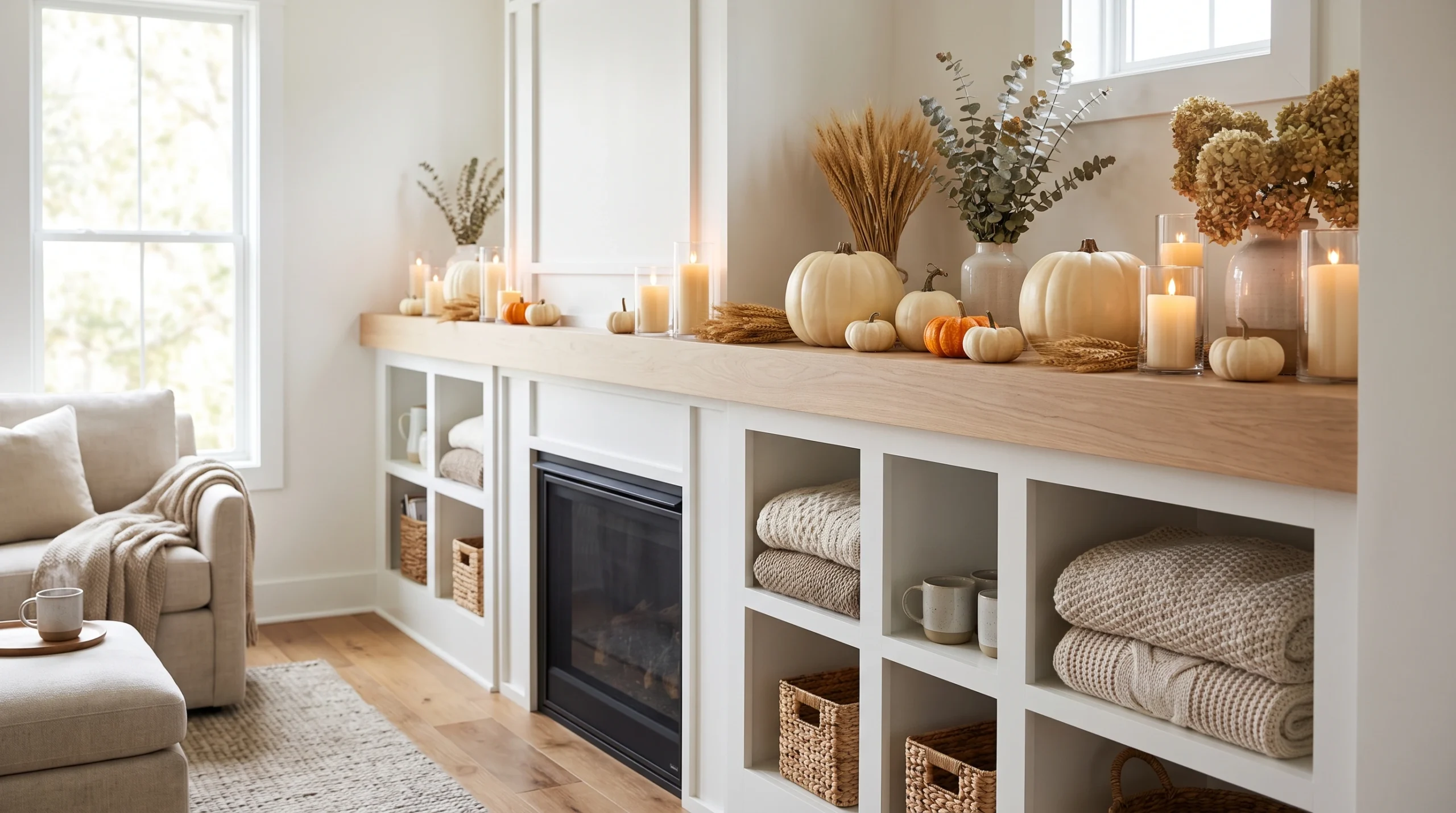 Visual illustration of build a thanksgiving-ready mantel