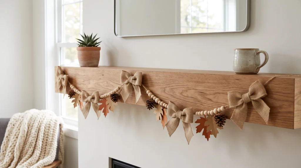Visual illustration of burlap bow garland