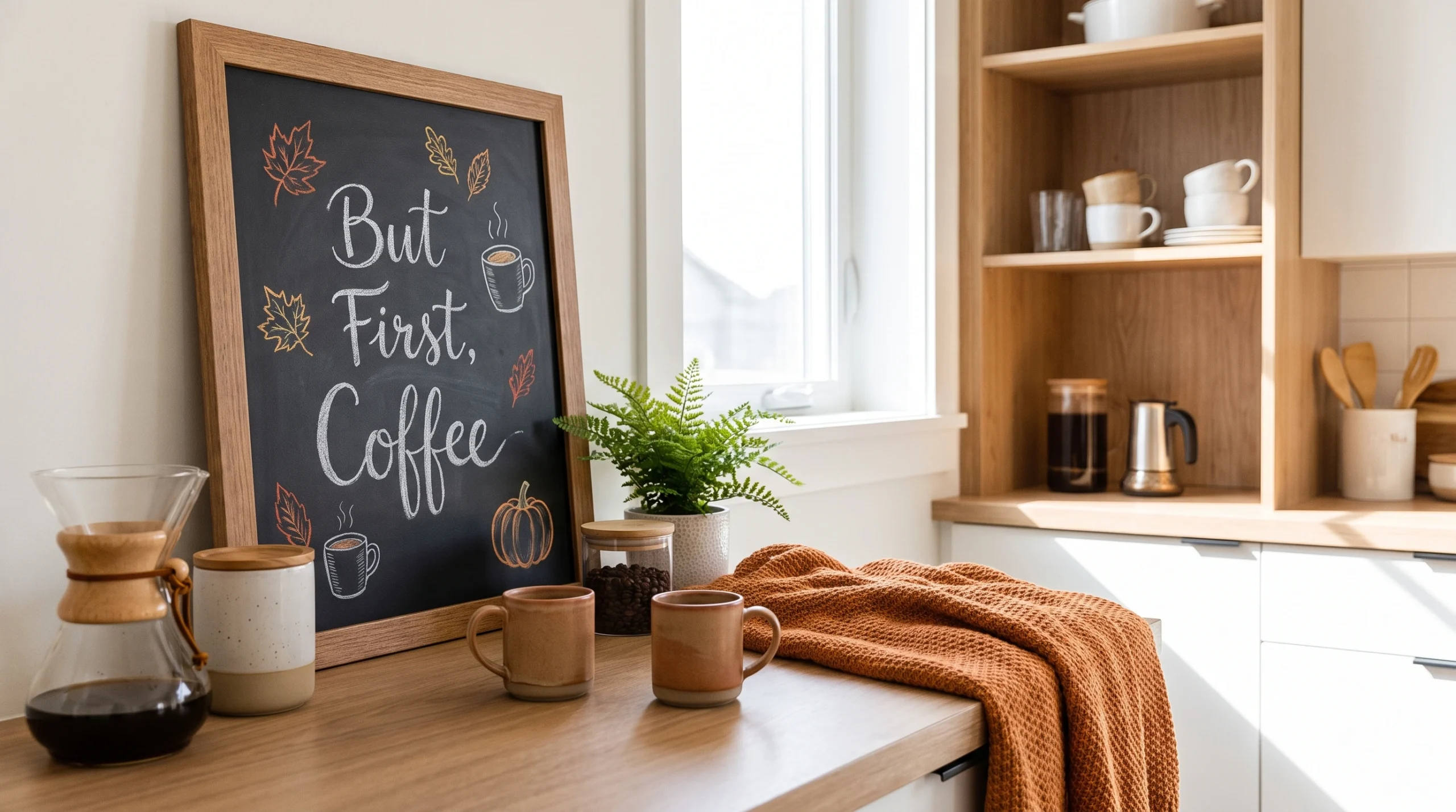 Visual illustration of chalkboard coffee station sign
