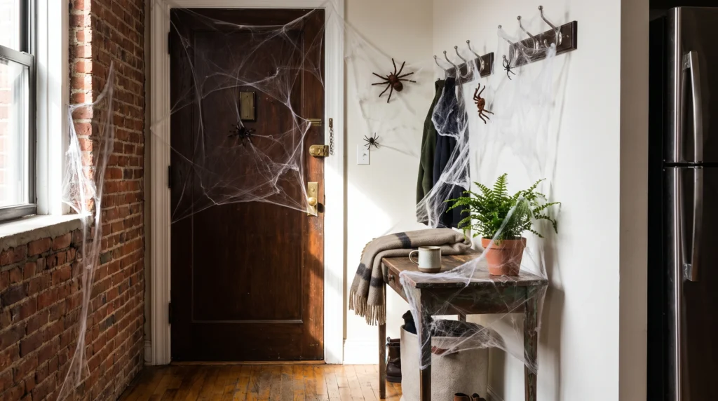 Visual illustration of create a cobweb-covered entryway