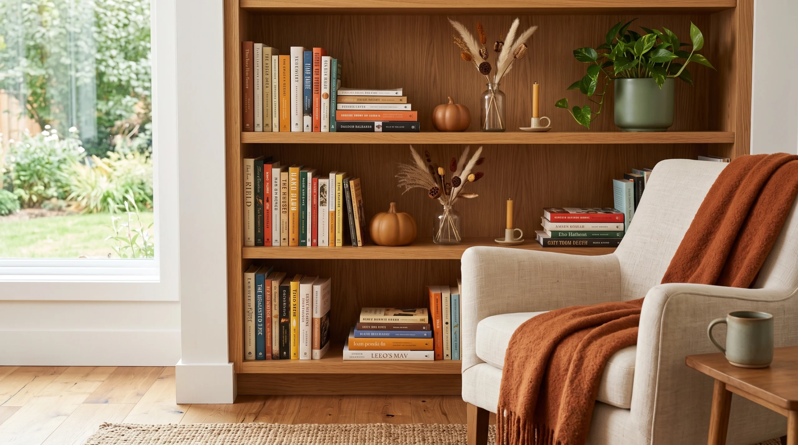 Visual illustration of create a cozy reading shelf