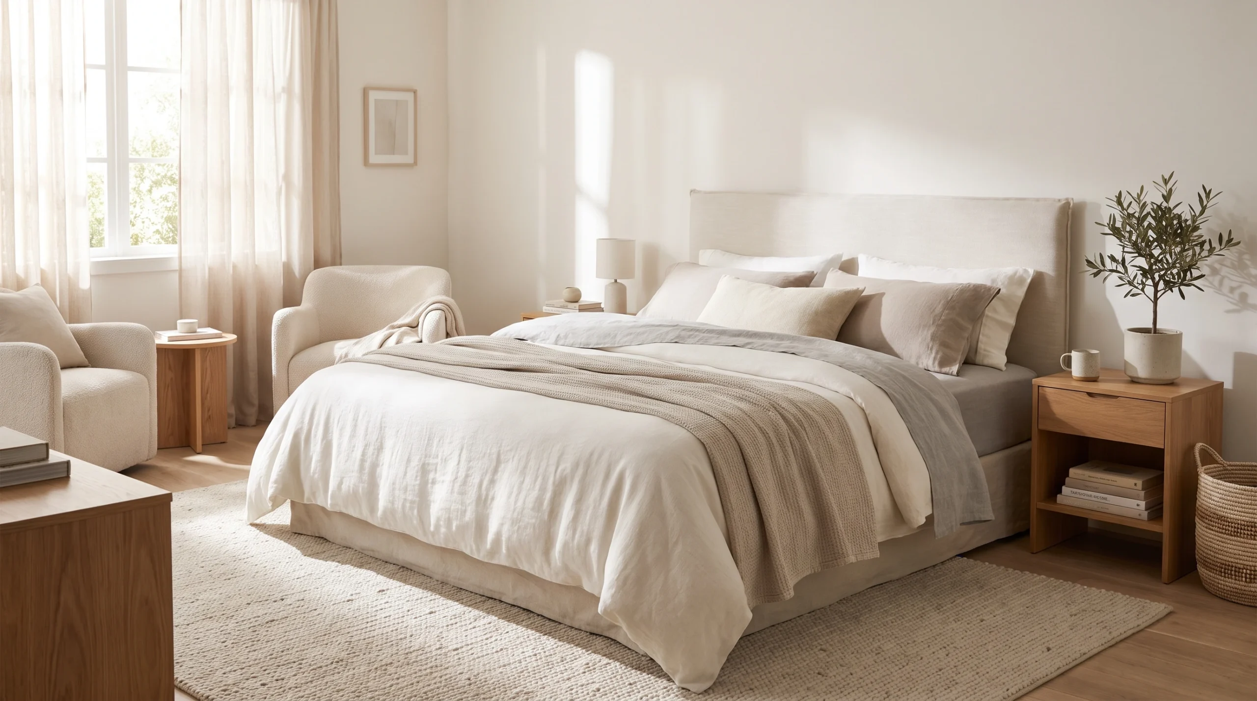 Visual illustration of create a soft neutral bedroom