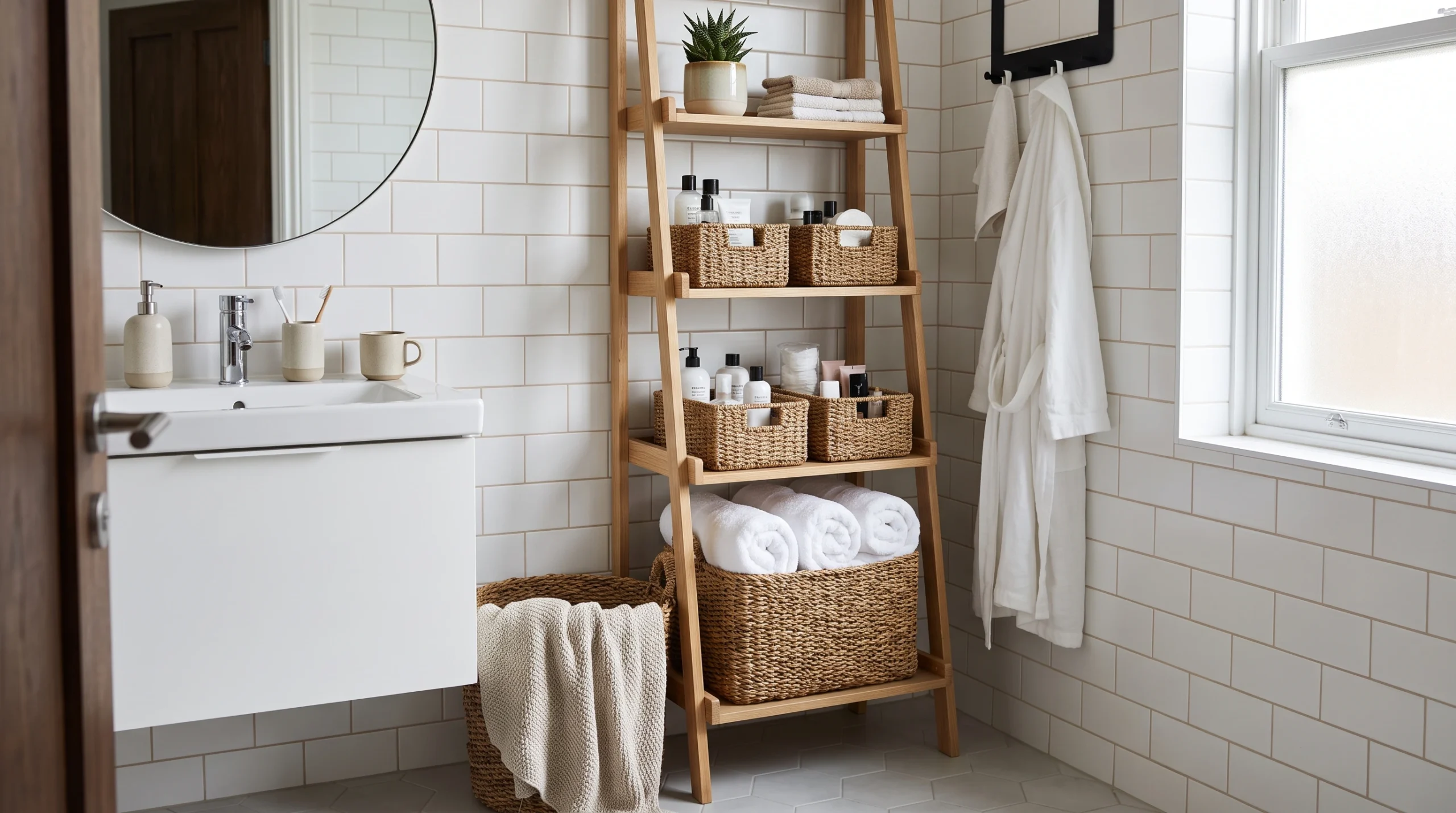 Visual illustration of create simple bathroom storage