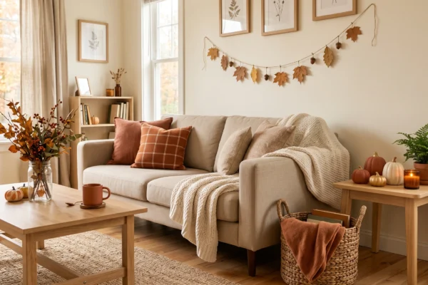 DIY fall decorations creating a cozy autumn living room