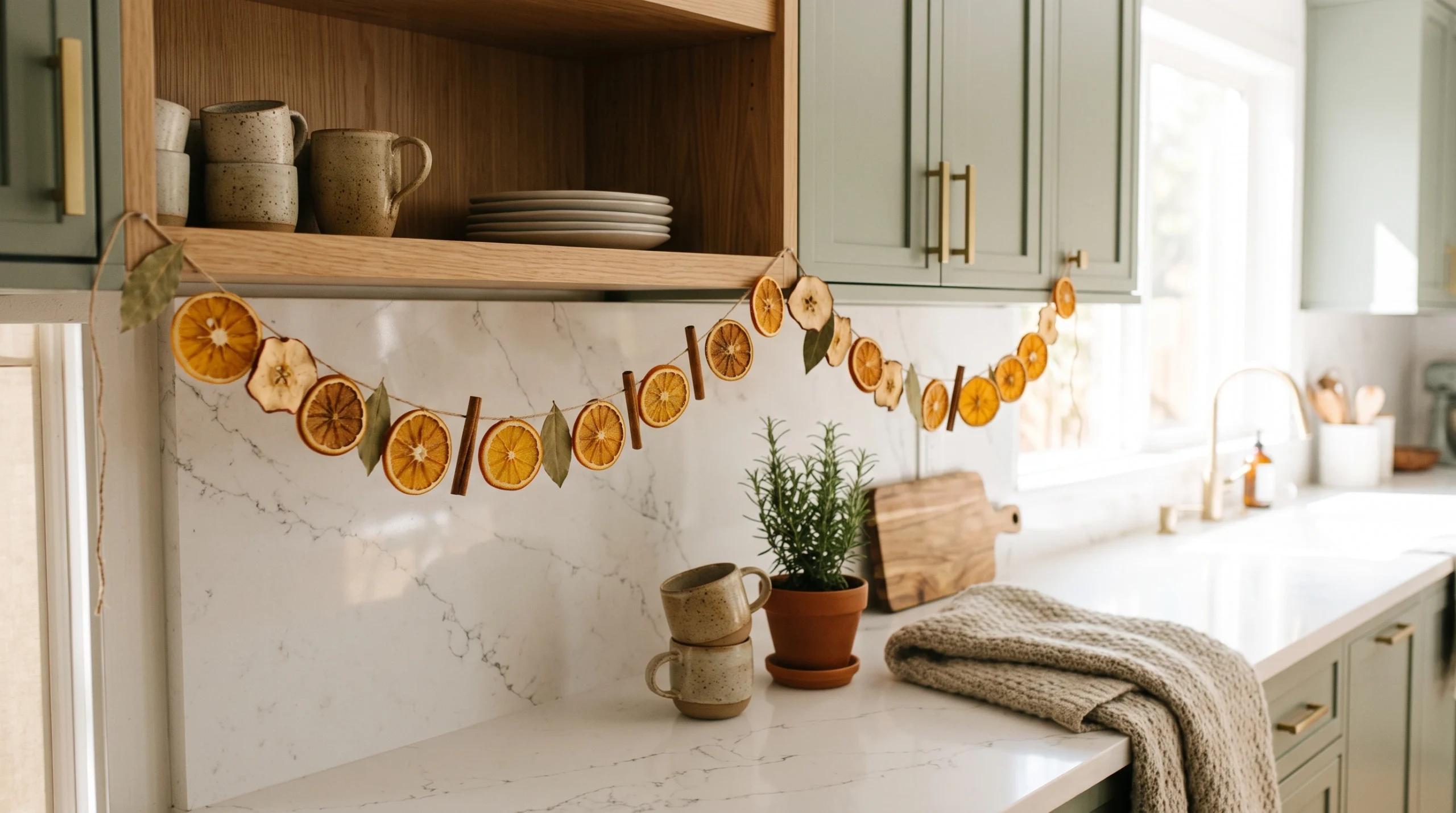Visual illustration of fall fruit garland