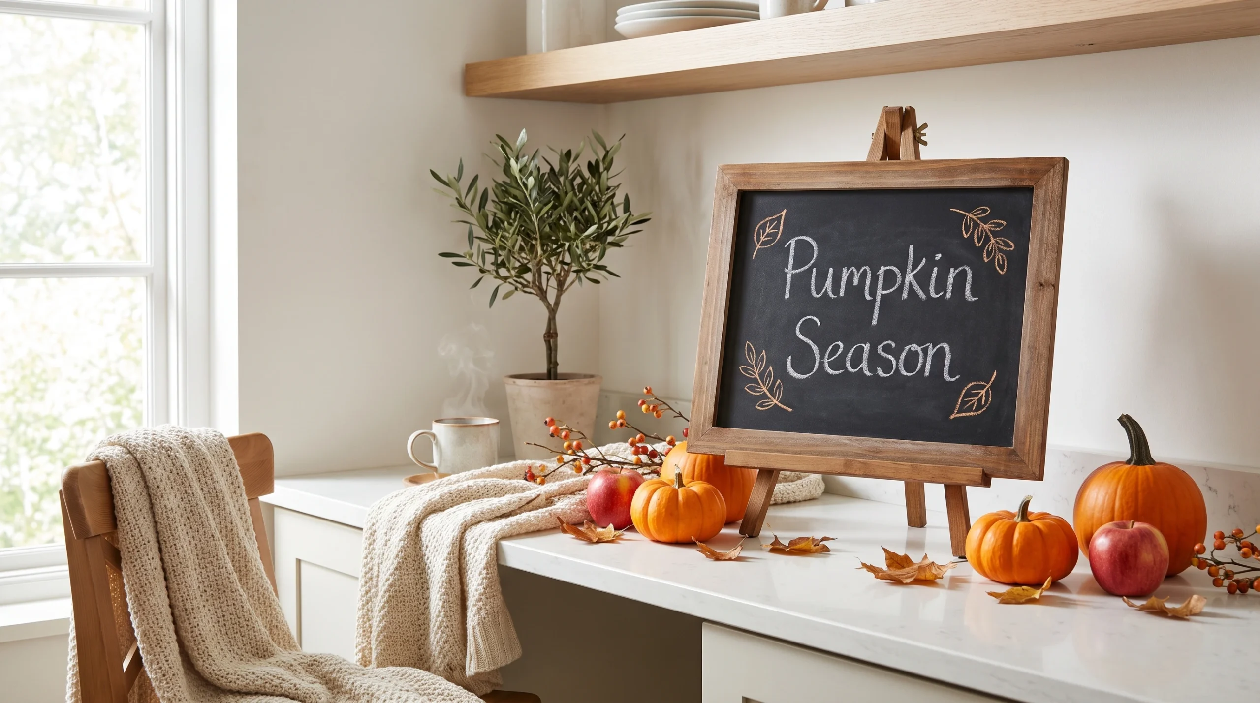 Visual illustration of fall kitchen chalkboard