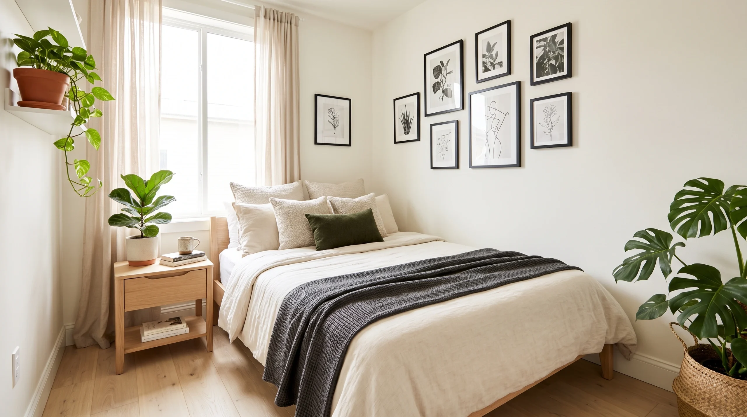 Visual illustration of keep a small bedroom mostly light