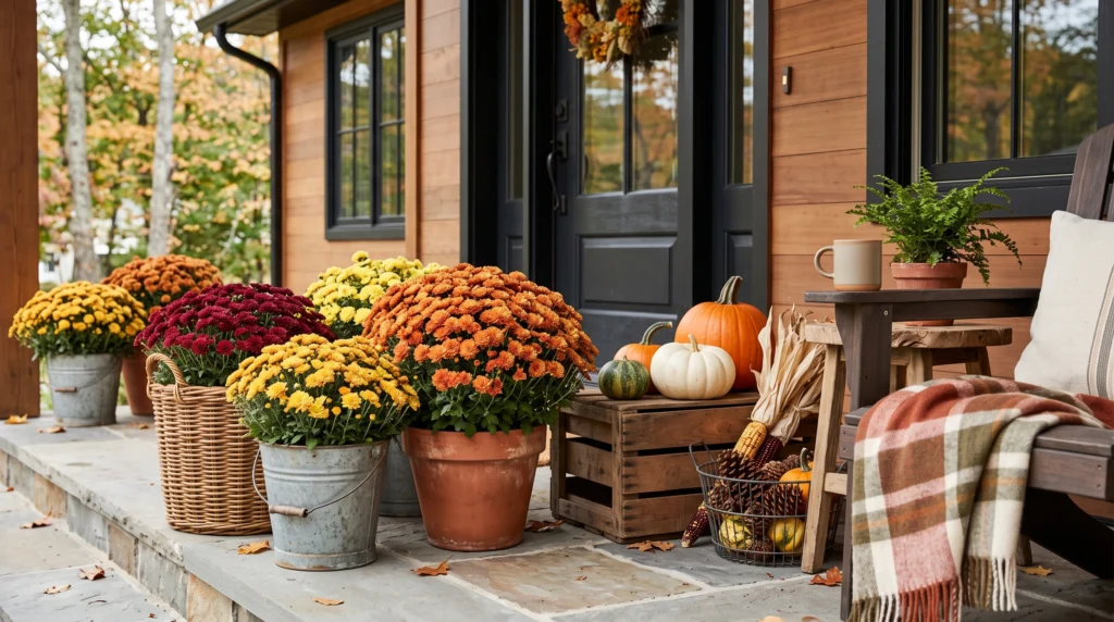 Visual illustration of make a rustic mums front porch display