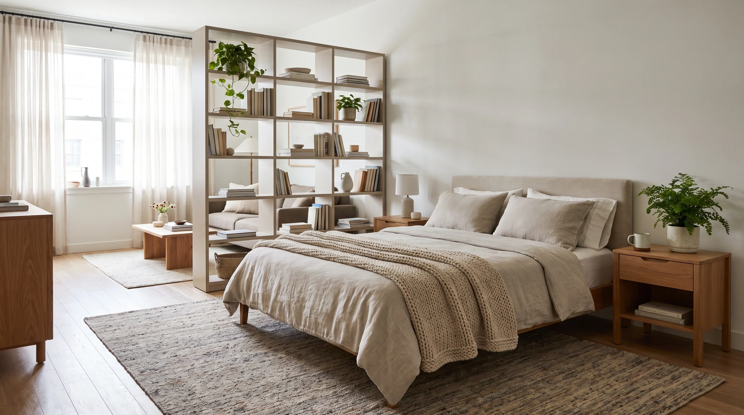 Visual illustration of make a studio apartment bedroom feel separate
