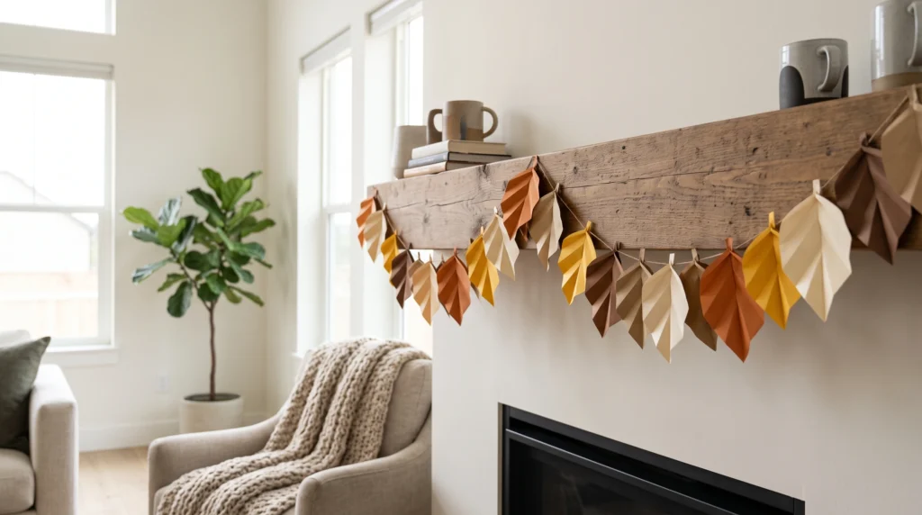 Visual illustration of paper leaf garland