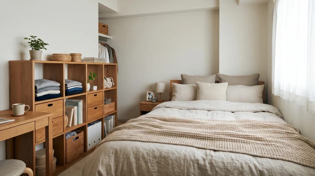 Visual illustration of place the bed in a corner