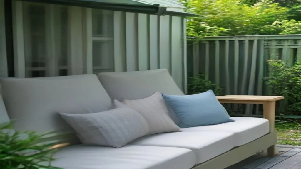 Realistic interior styling featuring use weather-resistant cushions and textiles for rental friendly backyard ideas for a cozy and stylish outdoor space