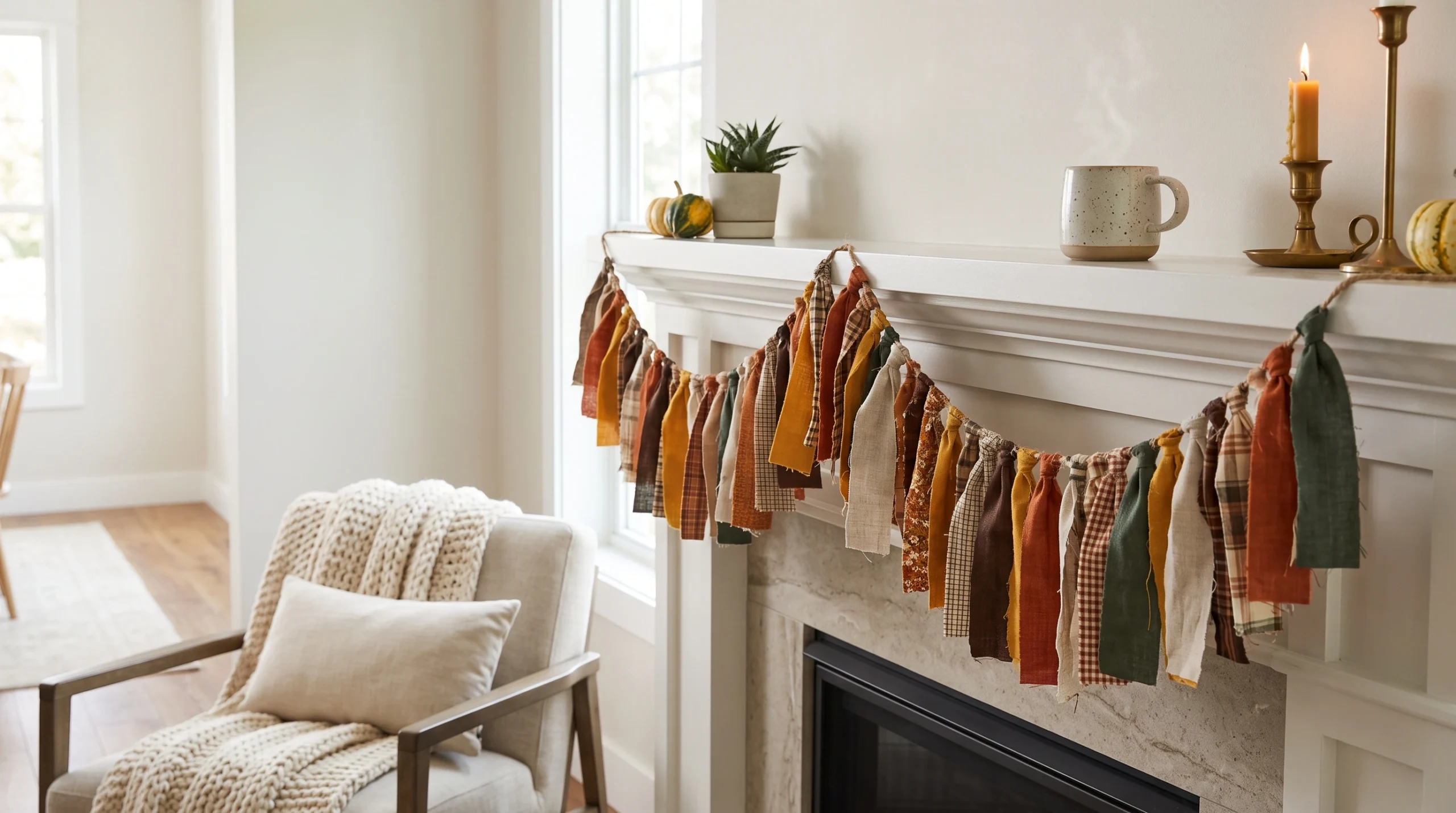 Visual illustration of rustic fabric scrap garland