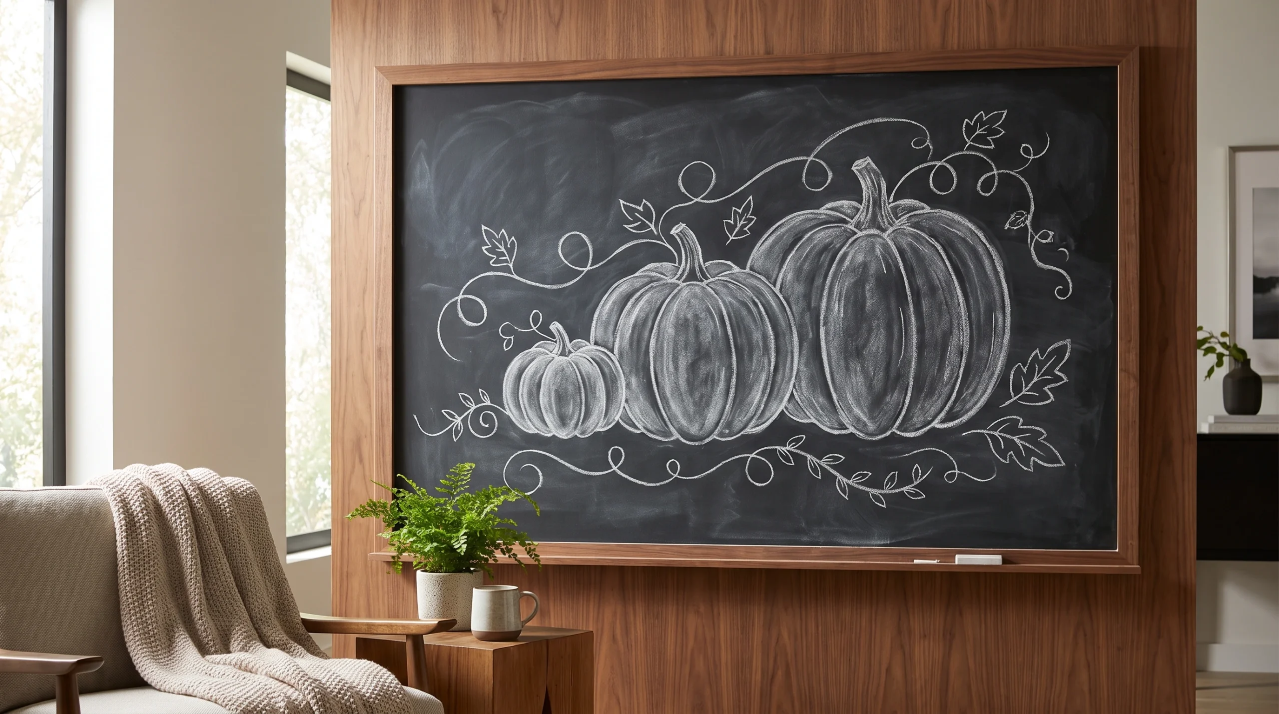 Visual illustration of simple pumpkin chalkboard art