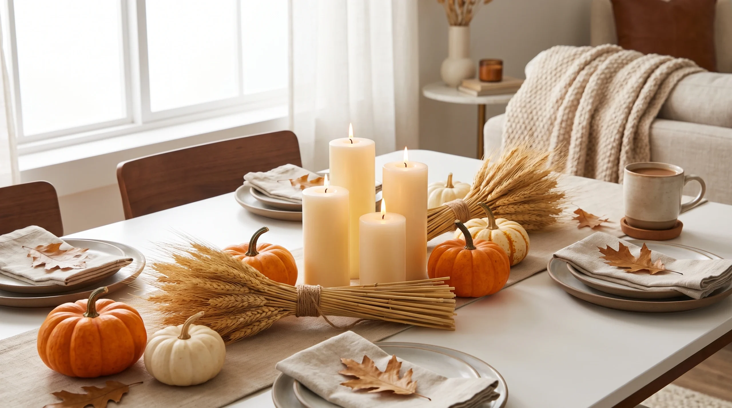 Visual illustration of try a simple fall table centerpiece