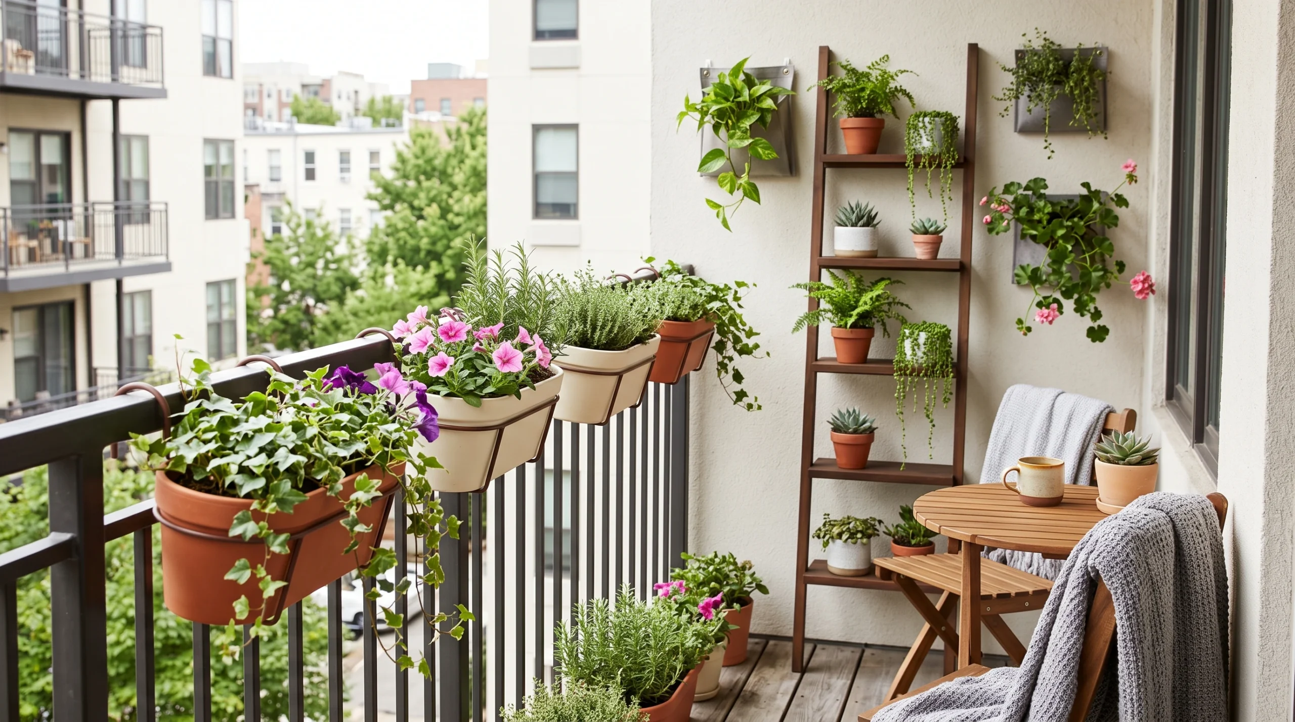 Visual illustration of turn the walls and railings into garden space