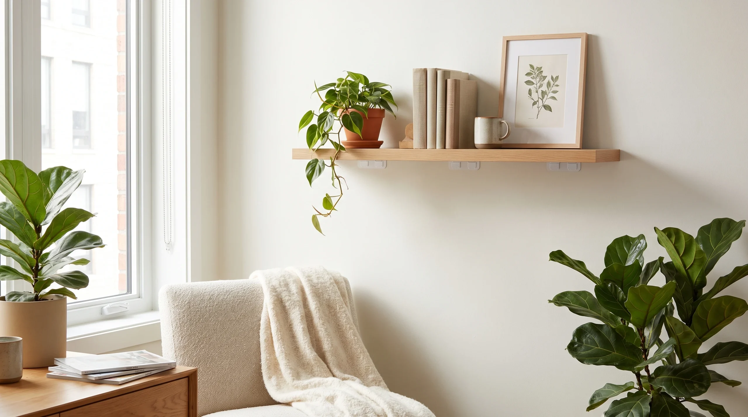 Visual illustration of use floating shelves carefully