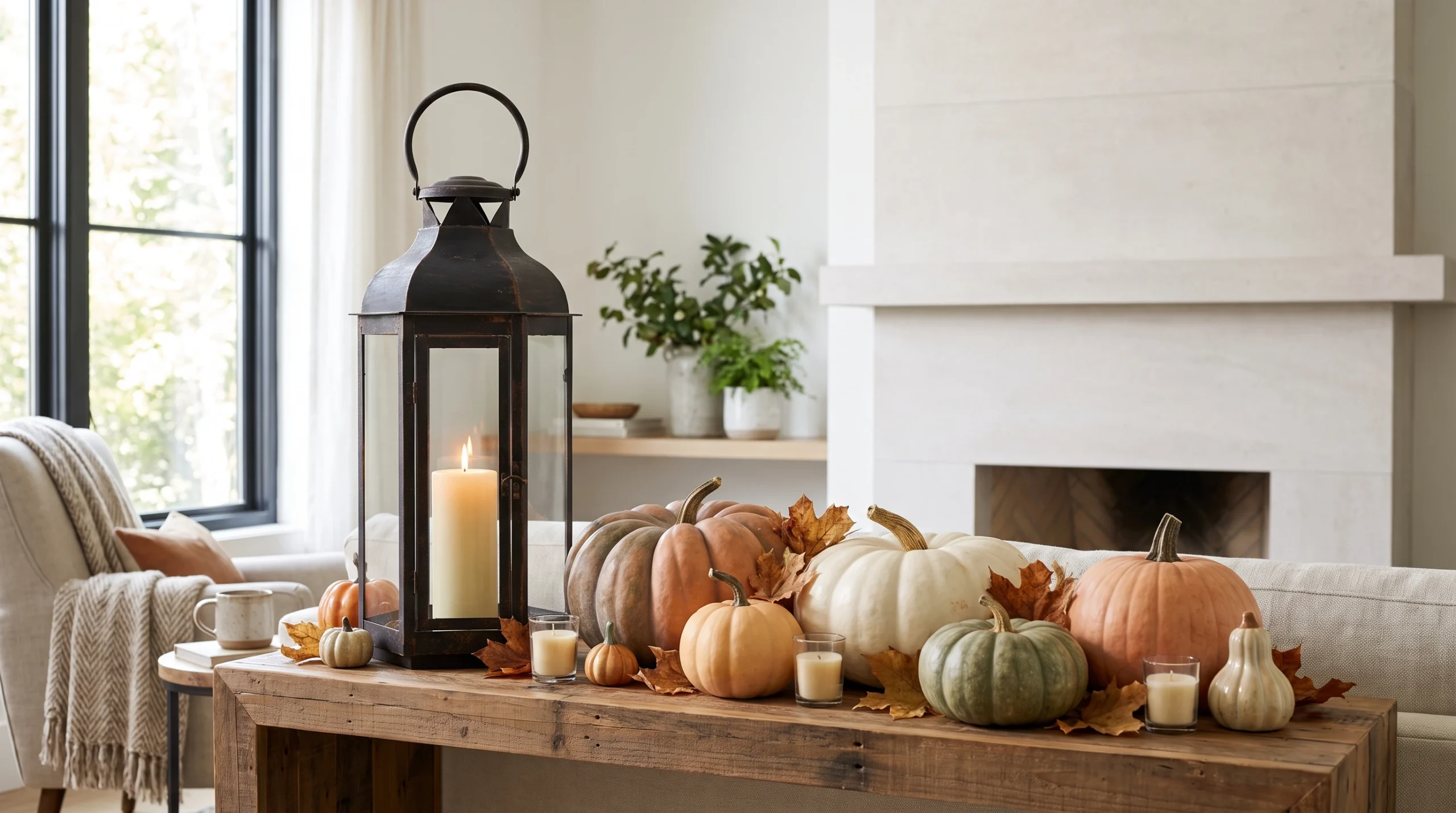 Visual illustration of use lanterns and pumpkins together