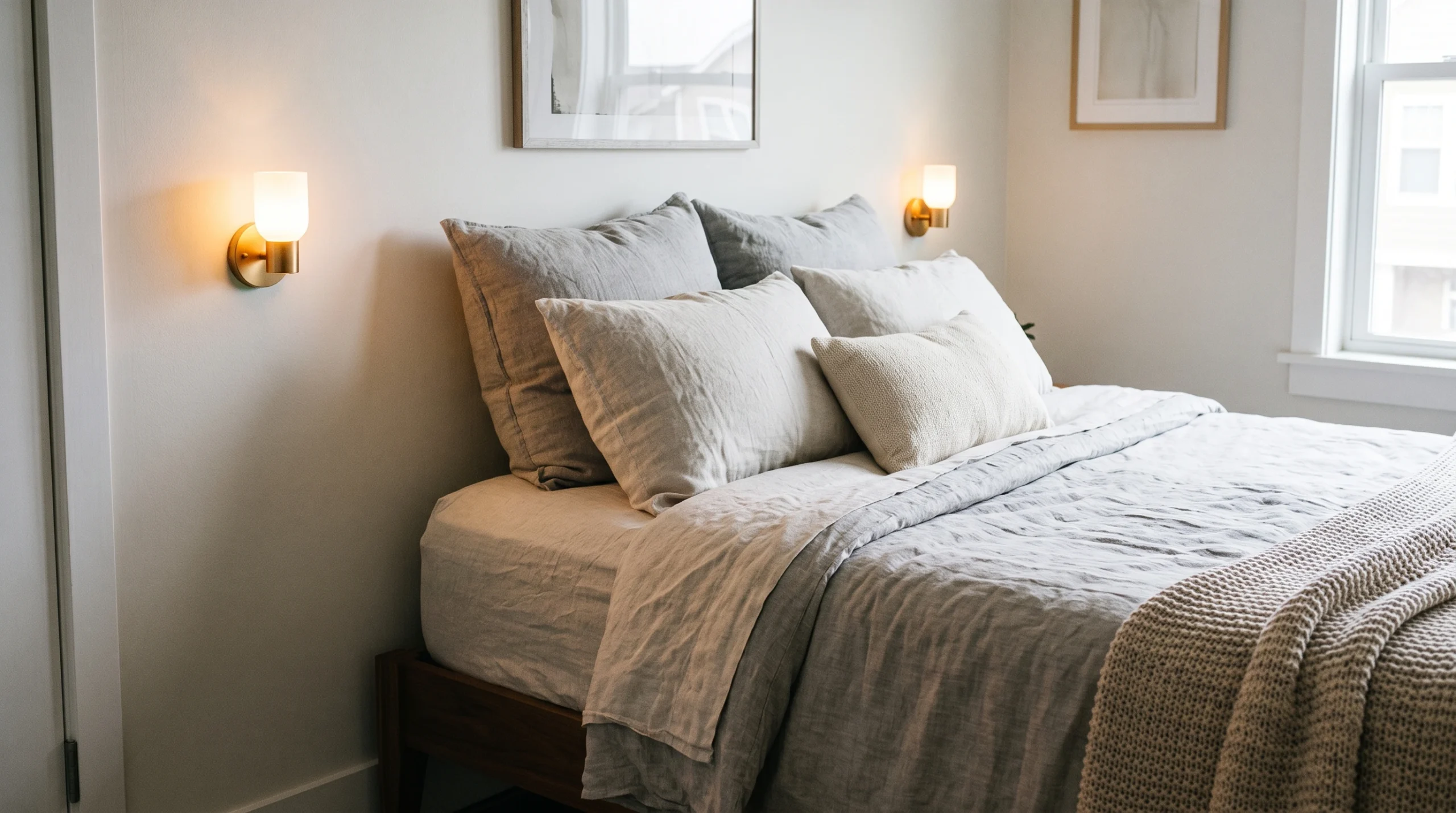 Visual illustration of use one bedside surface instead of two large nightstands