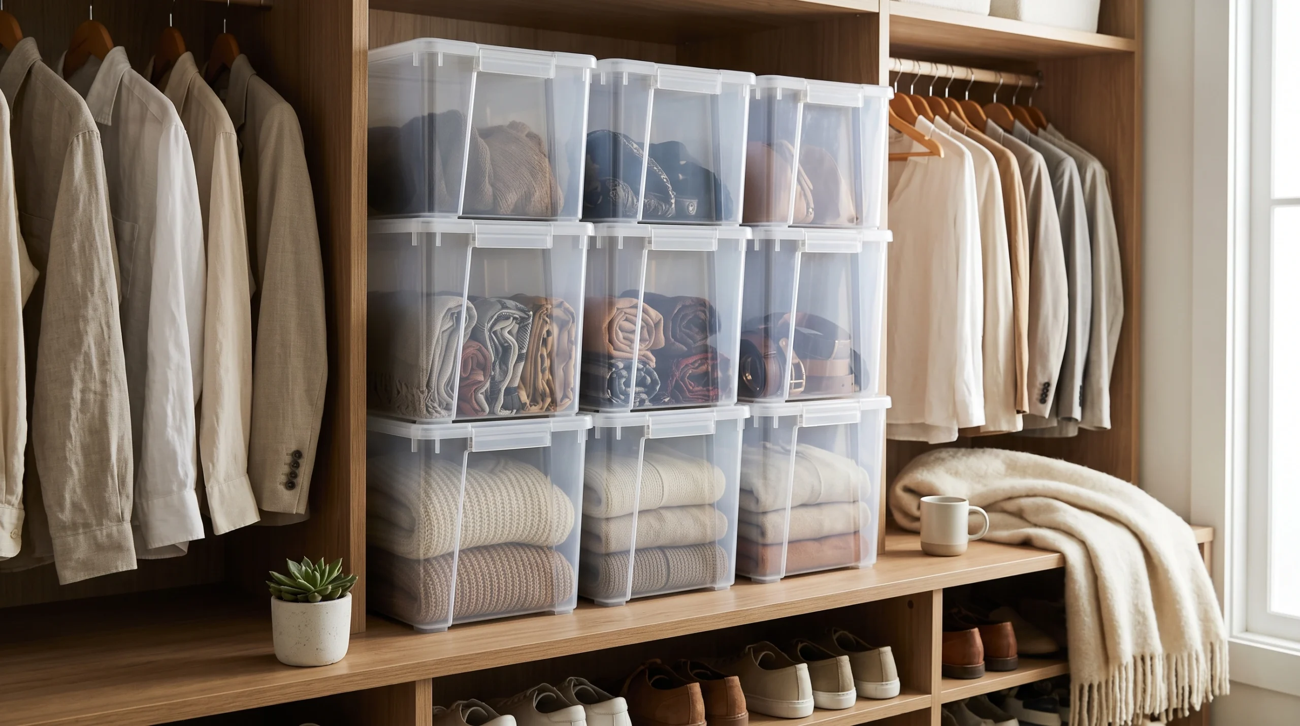 Visual illustration of use stackable containers
