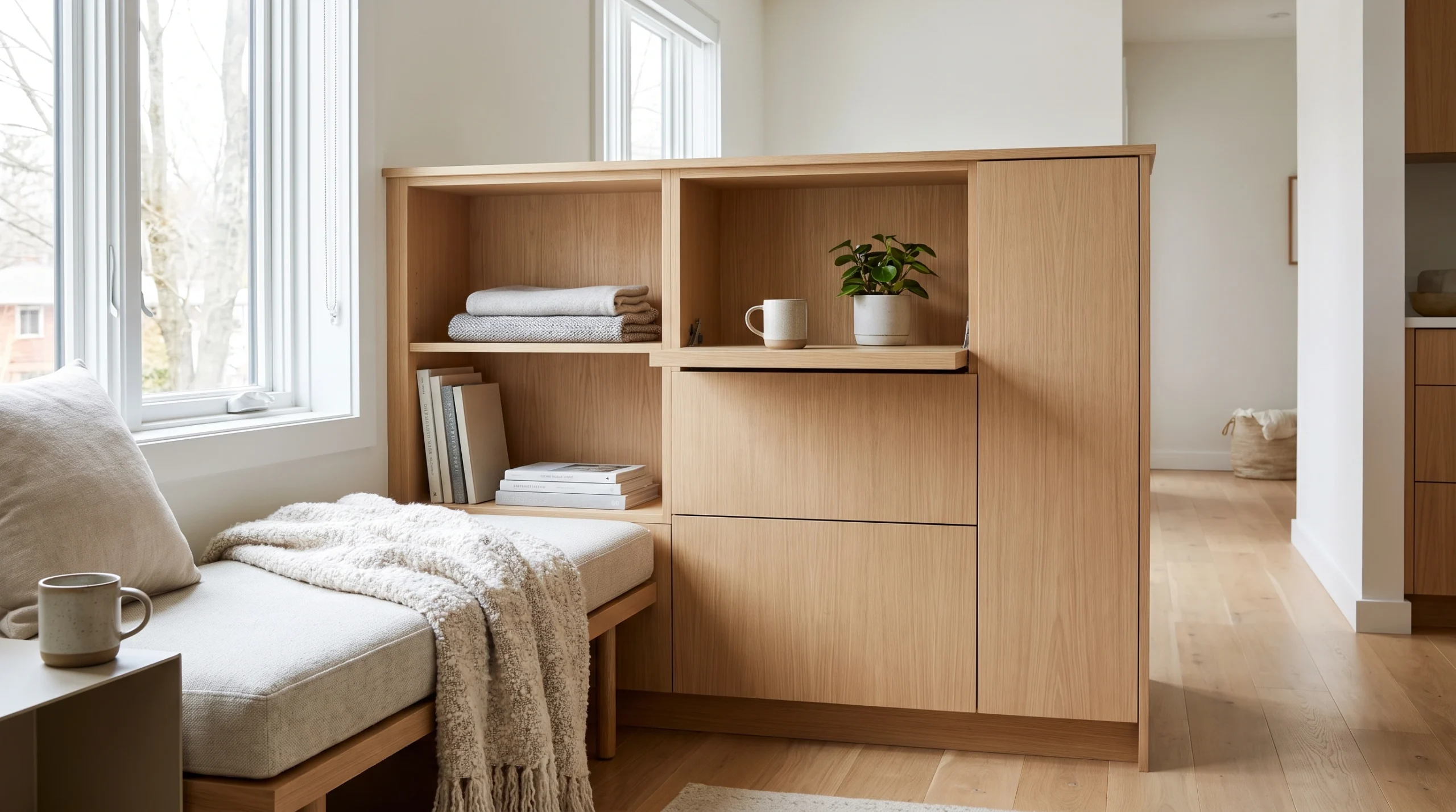 Visual illustration of use the space beside the window