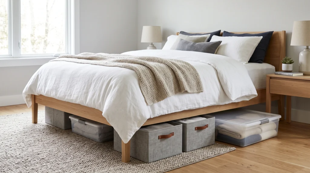 Visual illustration of use the space under your bed