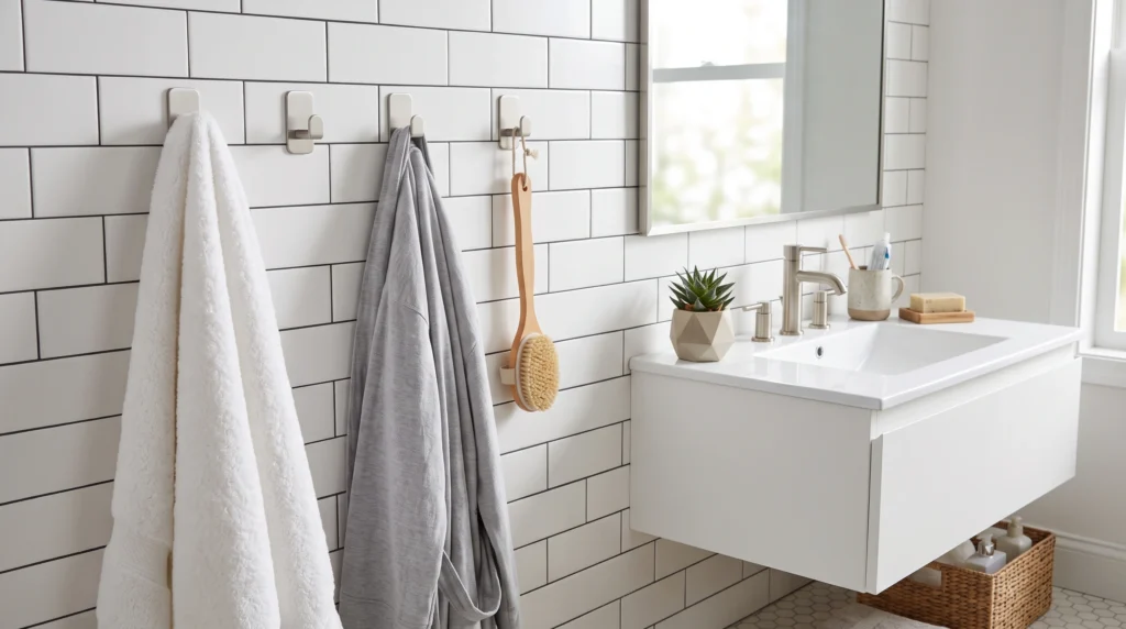 Visual illustration of add removable hooks for everyday items