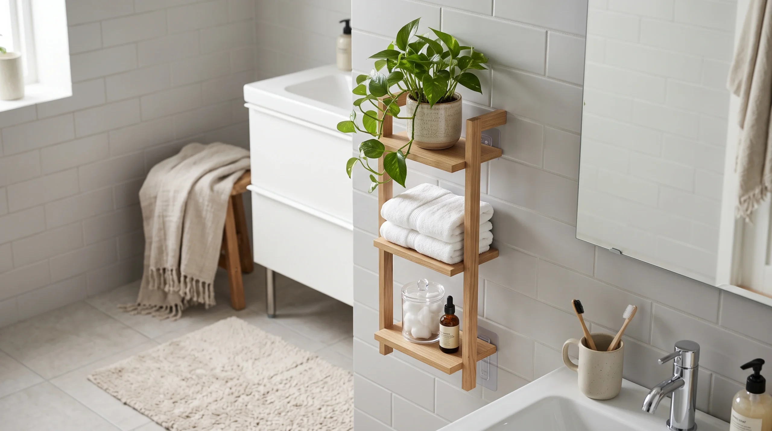 Visual illustration of create a small shelf for vertical storage